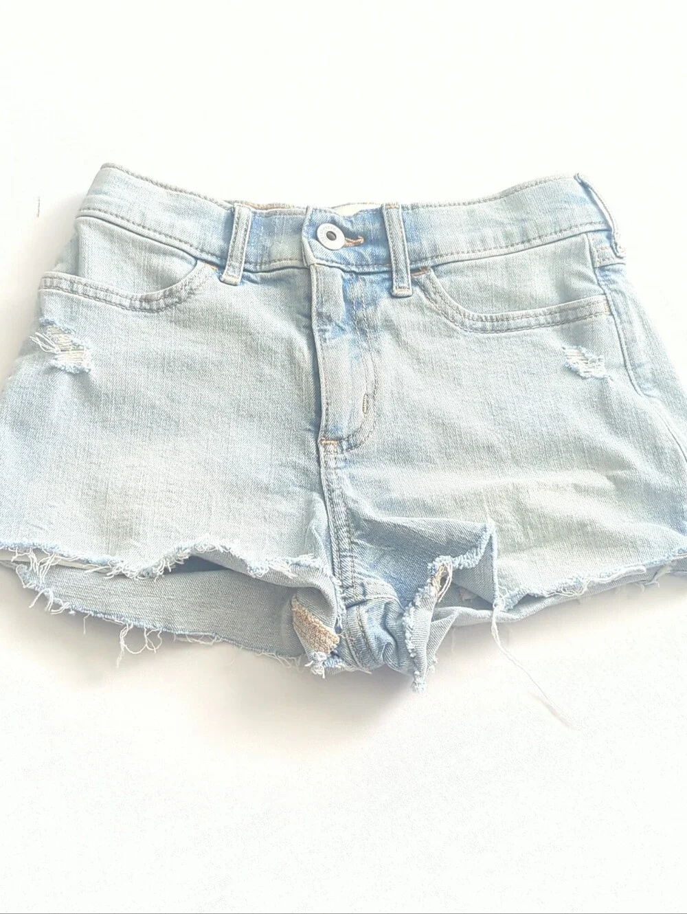 Abercrombie Kids Girl' High-Rise Relax Short Light Wash Distressed Size 9/10